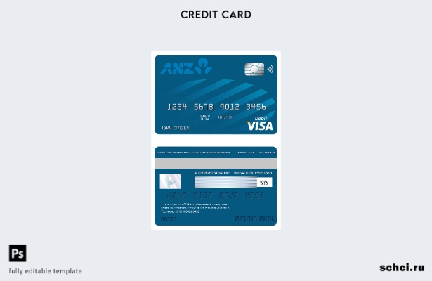 цифровая загрузка шаблона карты Visa банка Австралии ANZ